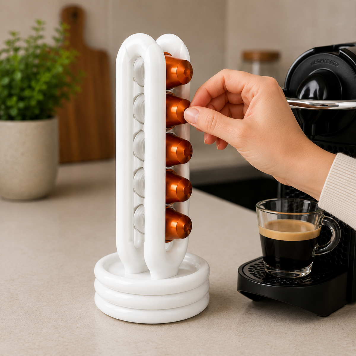 Porta Capsule Nespresso Original Verticale | Organizer Salvaspazio da Tavolo | Supporto Capsule Caffè Stampato in 3D | Coffee Pod Holder