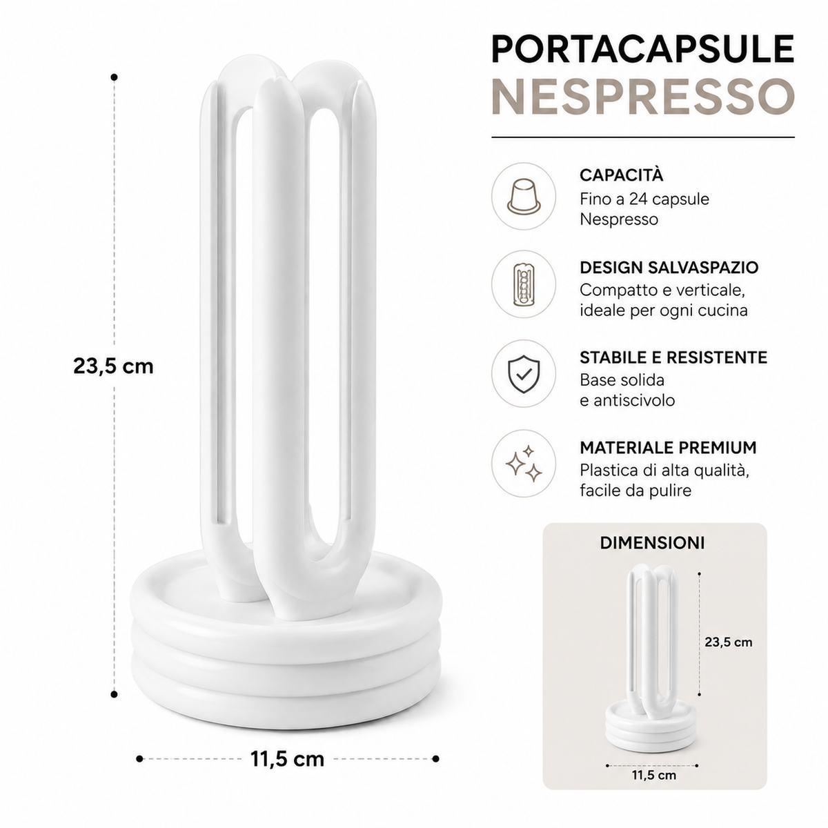 Porta Capsule Nespresso Original Verticale | Organizer Salvaspazio da Tavolo | Supporto Capsule Caffè Stampato in 3D | Coffee Pod Holder