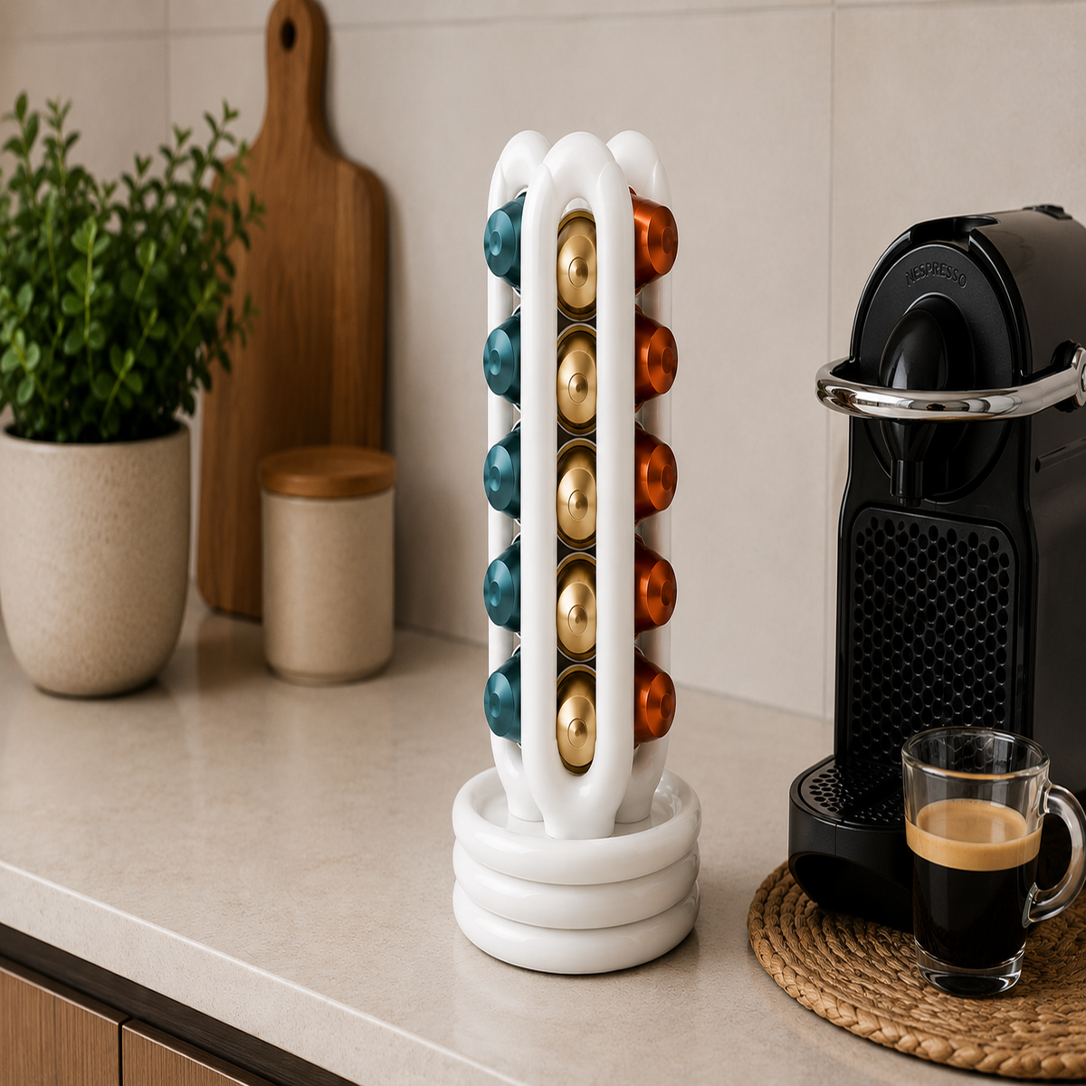 Porta Capsule Nespresso Original Verticale | Organizer Salvaspazio da Tavolo | Supporto Capsule Caffè Stampato in 3D | Coffee Pod Holder