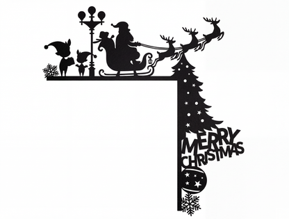 Decorazione Natalizia Camino Babbo Natale con Renne | Addobbo Natale da Mensola | Silhouette Natalizia 3D | Decorazione Merry Christmas