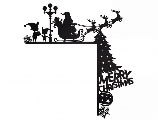 Decorazione Natalizia Camino Babbo Natale con Renne | Addobbo Natale da Mensola | Silhouette Natalizia 3D | Decorazione Merry Christmas