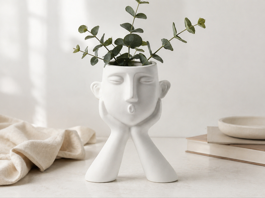 Vaso Decorativo Viso Astratto | Fioriera Moderna Minimalista | Scultura Artistica Stampata in 3D | Home Decor Design