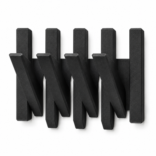 Appendiabiti da Parete con 4 Ganci Pieghevoli, Porta Giacche Salvaspazio Moderno, Attaccapanni Nero Minimalista
