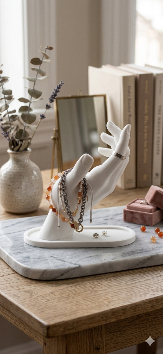 Portagioie Mano Scultorea | Espositore per Anelli e Bracciali | Decorazione Elegante in Design Minimalista Moderno per Gioielli e Fotografie