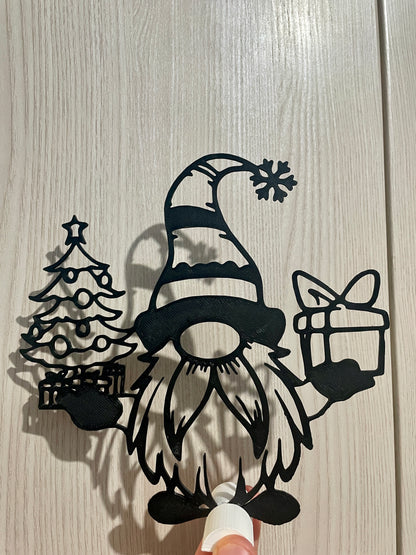 Gnomo Natalizio con LED o Senza LED – Decorazione Natalizia da Tavolo | Gnomo di Natale 3D con Albero e Regalo | Idea Regalo Natale