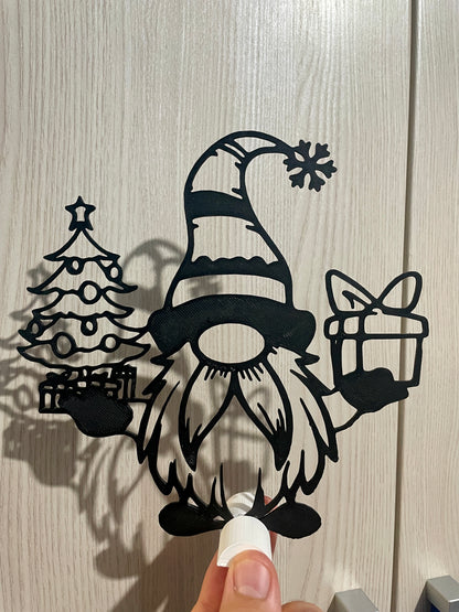 Gnomo Natalizio con LED o Senza LED – Decorazione Natalizia da Tavolo | Gnomo di Natale 3D con Albero e Regalo | Idea Regalo Natale