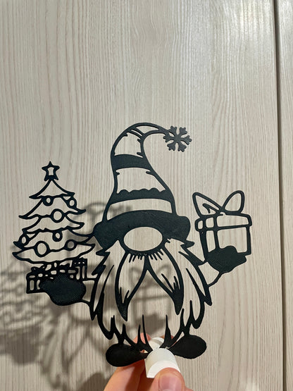 Gnomo Natalizio con LED o Senza LED – Decorazione Natalizia da Tavolo | Gnomo di Natale 3D con Albero e Regalo | Idea Regalo Natale