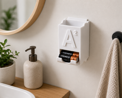 Porta Batterie da Muro AA AAA C | Organizzatore Batterie Stampato in 3D | Dispenser Batterie Salvaspazio | Battery Holder Wall Mount