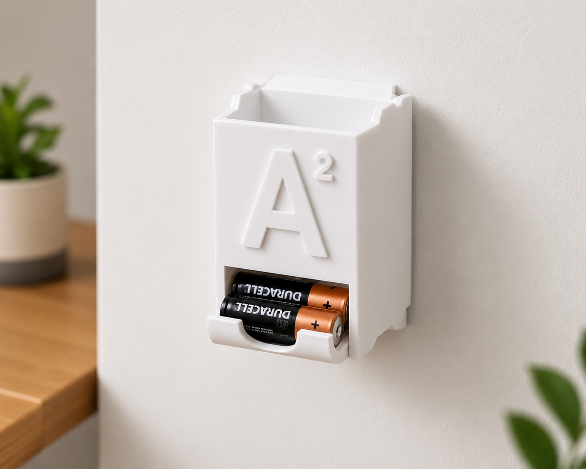 Porta Batterie da Muro AA AAA C | Organizzatore Batterie Stampato in 3D | Dispenser Batterie Salvaspazio | Battery Holder Wall Mount