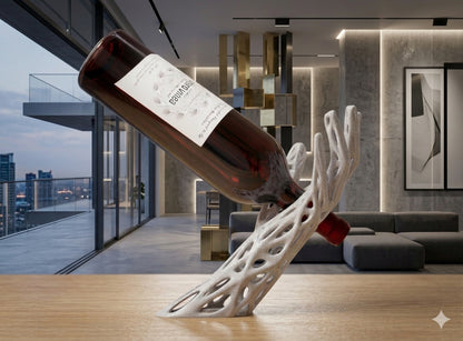 Portabottiglie Sospeso Moderno | Supporto Bottiglia Vino Design Organico | Decorazione Cucina e Soggiorno | Regalo per Amanti del Vino