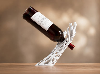 Portabottiglie Sospeso Moderno | Supporto Bottiglia Vino Design Organico | Decorazione Cucina e Soggiorno | Regalo per Amanti del Vino